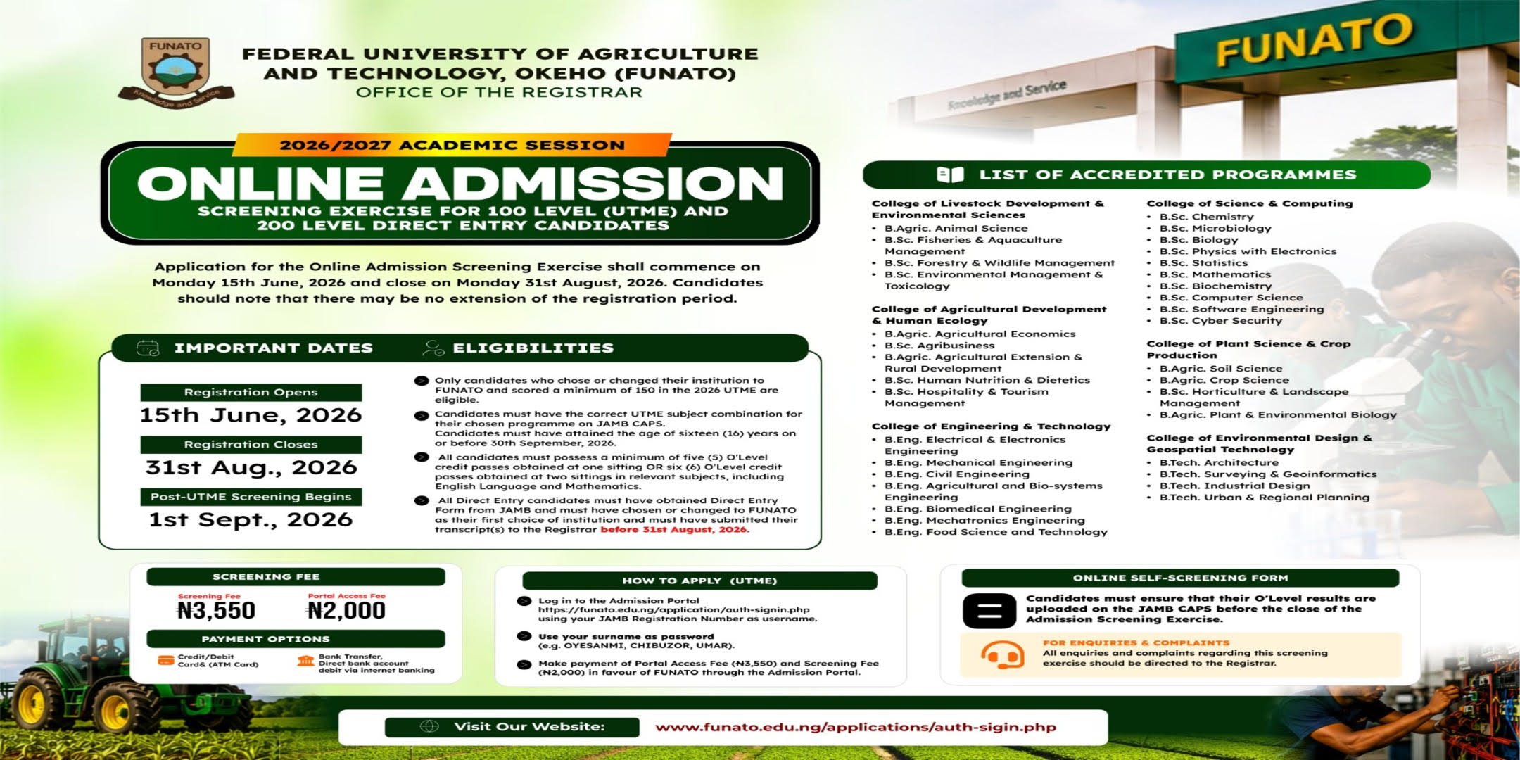 FUNATO-2026-Admission